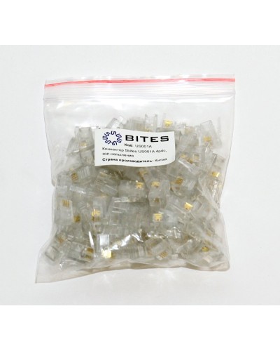 US010A (100шт). Телефонный разъем 4P4C (RJ-11). 5bites в Пскове