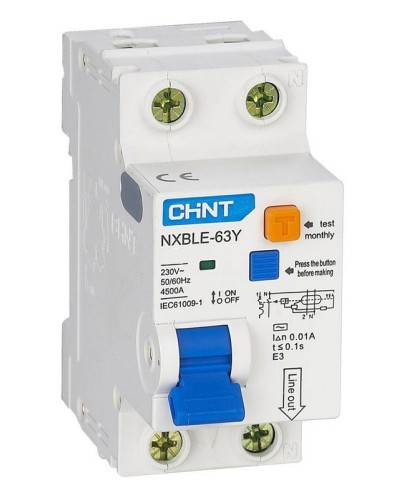 NXBLE-63Y (R) 1п+N C 6А 30мА электронный тип AC 4.5кА CHINT (105540). Автоматический выключатель дифференциального тока. CHINT в Пскове
