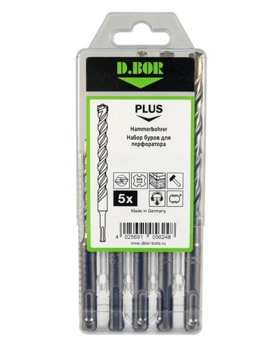 Набор буров SDS-plus V PLUS 5шт, 2-cutting (242030): Набор буров SDS-plus (6х110 мм; 6,8,10,12х160 мм) в Пскове