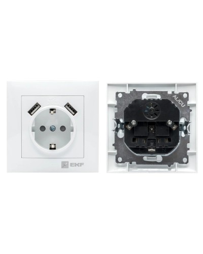 Валенсия розетка 1-местная с/з 16А (EWR16-028-10-2USB). Розетка 1-местная с/з 16А. EKF в Пскове