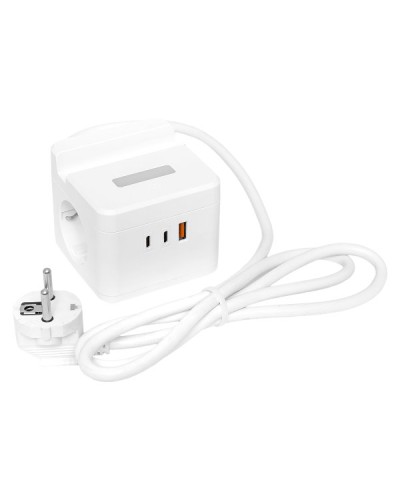Удлинитель Куб 2 гнезда USB + 2Type C с быстрой зарядкой, подставкой под телефон и ночником 1,3 метра 1мм2. Удлинитель Куб. EKF в Пскове