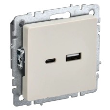 Розетка USB A+C 18Вт РЮ11-1-БрКр бежевый BRITE (BR-U22-018-K10). Розетка USB. IEK