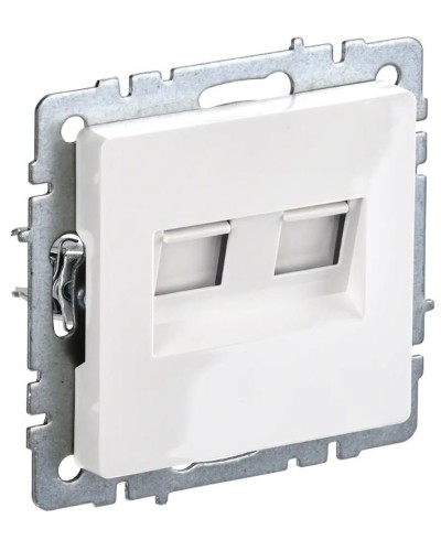 Розетка RJ11+RJ45 РК/Т12-БрБ белая BRITE (BR-KT20-O-1-K01). Розетка двойная. IEK в Пскове