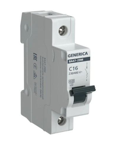 GENERICA ВА47-29М 1P C 16А 4,5кА (MVA21-1-016-C-G). Автоматический выключатель. IEK в Пскове