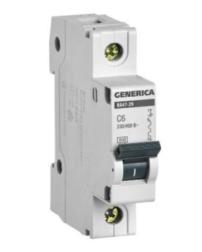 GENERICA ВА47-29 1P C 6А 4,5кА (MVA25-1-006-C). Автоматический выключатель. IEK в Пскове