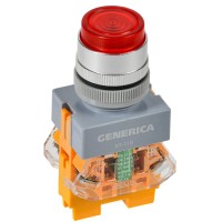 Кнопка D7-11D d=22мм красная GENERICA (BBT50-11D-3-12-K04-G). Кнопка управления с подсветкой. IEK