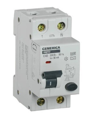 GENERICA АВДТ 32 C40 2Р 30мА (MAD25-5-040-C-30). Автоматический выключатель дифференциального тока. IEK в Пскове