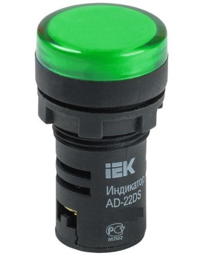 Лампа AD22DS (LED) матрица D22мм зеленый 12В AC/DC (BLS10-ADDS-012-K06). Светосигнальный индикатор. IEK в Пскове