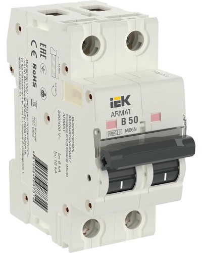 M06N 2P B 50А 6кА ARMAT (AR-M06N-2-B050). Автоматический выключатель. IEK в Пскове