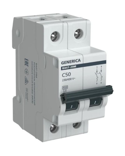GENERICA ВА47-29М 2P C 50А 4,5кА (MVA21-2-050-C-G). Автоматический выключатель. IEK в Пскове