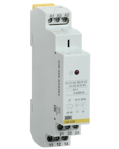 Реле промежуточное модульное OIR 2 контакта 8А 230В AC (OIR-208-AC230V). Реле промежуточное модульное. IEK в Пскове