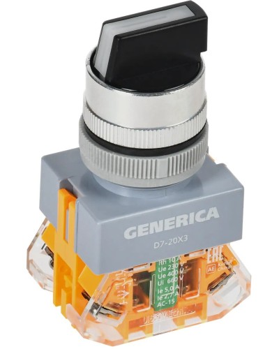 Переключатель D7-20X3 на 3 положения черный GENERICA (BSW50-20X3-3-21-3-K02-G). Переключатель. IEK в Пскове