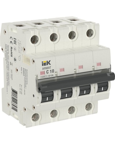 M10N 4P C 10А 10кА ARMAT (AR-M10N-4-C010). Автоматический выключатель. IEK в Пскове