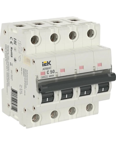 M06N 4P C 50А 6кА ARMAT (AR-M06N-4-C050). Автоматический выключатель. IEK в Пскове