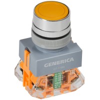Кнопка D7-11BN d=22мм желтая GENERICA (BBT50-11BN-3-22-K05-G). Кнопка управления. IEK
