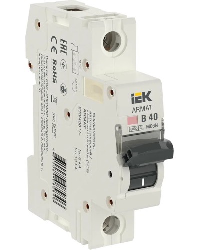 M06N 1P B 40А 6кА ARMAT (AR-M06N-1-B040). Автоматический выключатель. IEK в Пскове