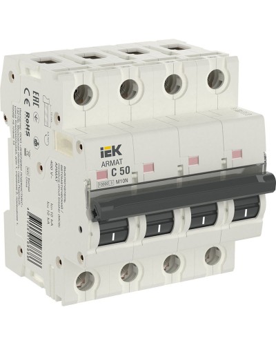 M10N 4P C 50А 10кА ARMAT (AR-M10N-4-C050). Автоматический выключатель. IEK в Пскове