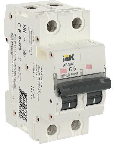 M06N 2P C 6А 6кА ARMAT (AR-M06N-2-C006). Автоматический выключатель. IEK в Пскове