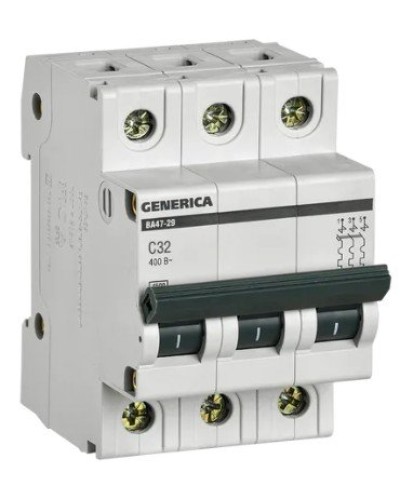GENERICA ВА47-29 3P C 32А 4,5кА (MVA25-3-032-C). Автоматический выключатель. IEK в Пскове