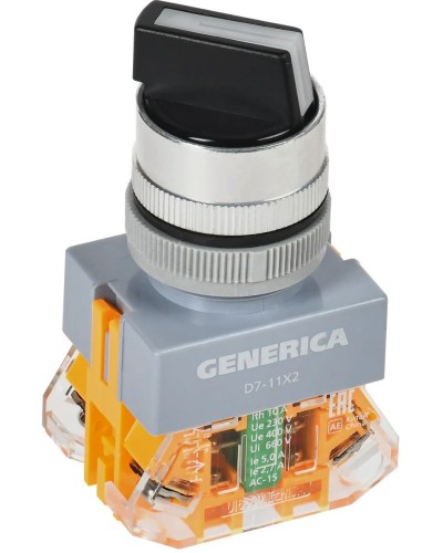 Переключатель D7-11X2 на 2 положения черный GENERICA (BSW50-11X2-3-21-2-K02-G). Переключатель. IEK в Пскове