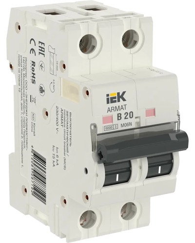 M06N 2P B 20А 6кА ARMAT (AR-M06N-2-B020). Автоматический выключатель. IEK в Пскове
