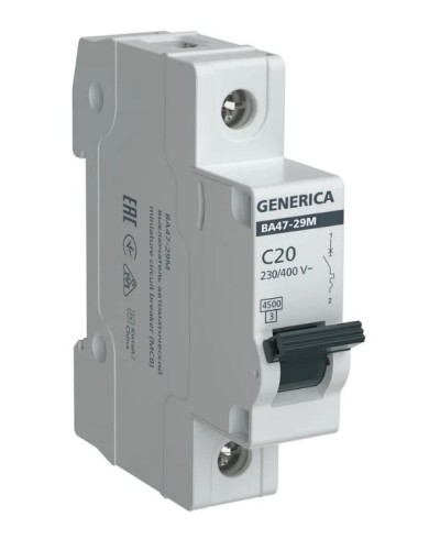 GENERICA ВА47-29М 1P C 20А 4,5кА (MVA21-1-020-C-G). Автоматический выключатель. IEK в Пскове
