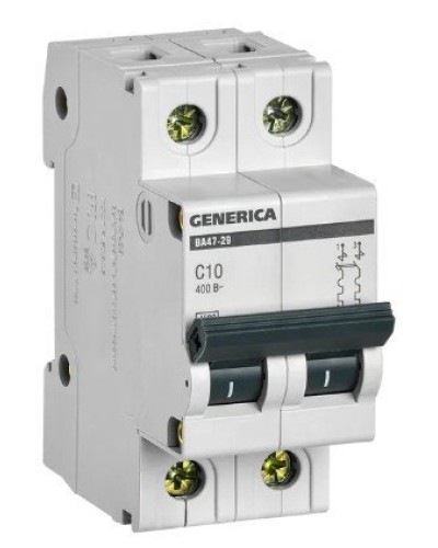 GENERICA ВА47-29 2P C 10А 4,5кА (MVA25-2-010-C). Автоматический выключатель. IEK в Пскове