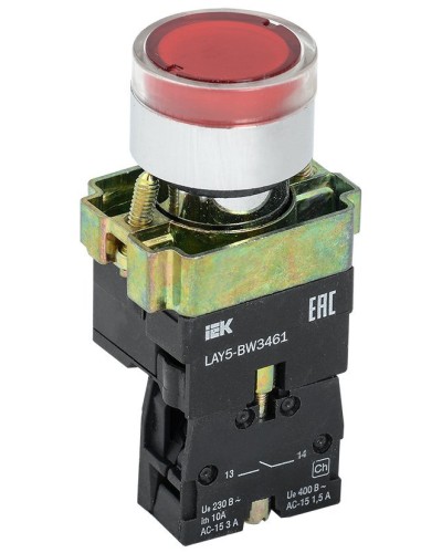 Кнопка LAY5-BW3461 с подсветкой красный 1з (BBT50-BW-K04). Кнопка с подсветкой. IEK в Пскове