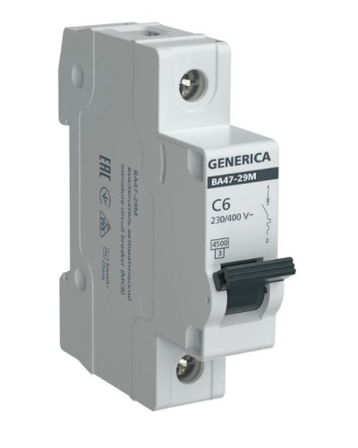 GENERICA ВА47-29М 1P C 6А 4,5кА (MVA21-1-006-C-G). Автоматический выключатель. IEK в Пскове