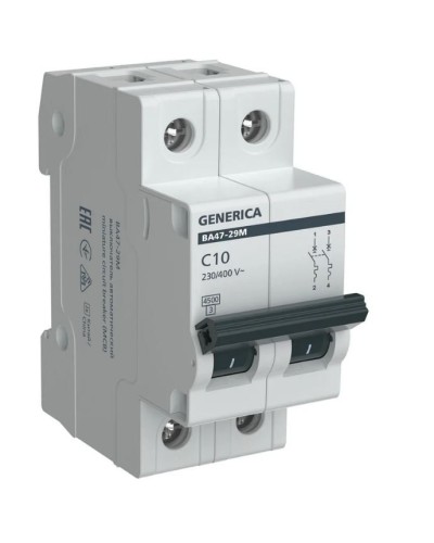 GENERICA ВА47-29М 2P C 10А 4,5кА (MVA21-2-010-C-G). Автоматический выключатель. IEK в Пскове