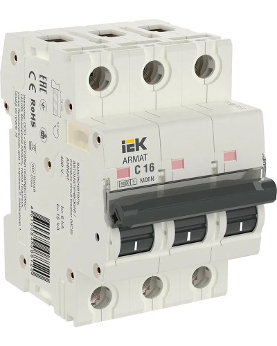 M06N 3P C 16А 6кА ARMAT (AR-M06N-3-C016). Автоматический выключатель. IEK в Пскове