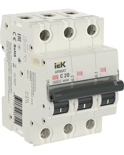 M06N 3P C 20А 6кА ARMAT (AR-M06N-3-C020). Автоматический выключатель. IEK в Пскове
