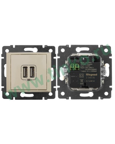 Розетка Valena двойная, USB, слоновая кость (774170). Розетка. LegranD в Пскове