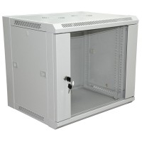 Шкаф телекоммуникационный 19 настенный 12U 600х600х635 мм (ШхГхВ)- передняя дверь стекло, боковые стенки съемные (разобранный) RAL 7035 (04-2222). Шкаф телекоммуникационный 19 настенный 12U. Rexant