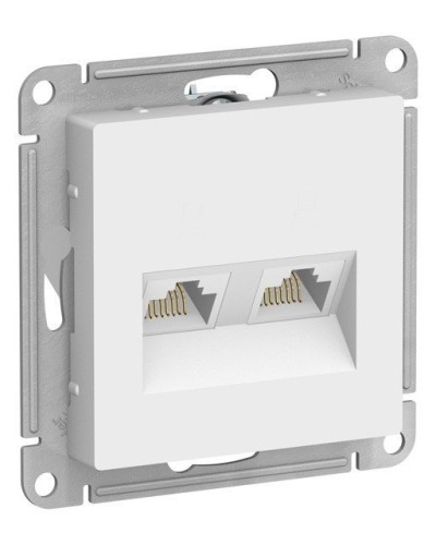 AtlasDesign розетка RJ45+RJ45, 2-местная, скрытой установки, механизм, белый (ATN000185). Розетка компьютерная. Systeme Electric в Пскове