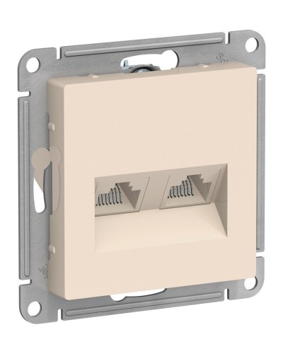 AtlasDesign розетка RJ45+RJ45, 2-местная, скрытой установки, механизм, бежевый (ATN000285). Розетка компьютерная. Systeme Electric в Пскове