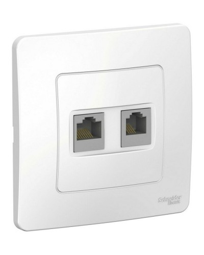 BLANCA розетка RJ45+RJ11 2-местная, кат. 5Е, скрытой установки, белый (BLNIS045111). Розетка компьютерная + телефонная. Systeme Electric в Пскове