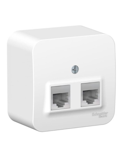 BLANCA розетка RJ11+RJ45, 2-местная, кат. 5Е, открытой установки, белый (BLNIA045111). Розетка компьютерная + телефонная с изолированной пластиной. Systeme Electric в Пскове