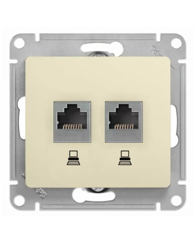 Glossa розетка RJ11+RJ45, 2-местная, кат. 5Е, скрытой установки, механизм, бежевый (GSL000285). Розетка компьютерная + телефонная. Systeme Electric в Пскове