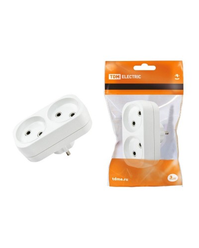 Блок на 2 гнезда 2П б/з плоский 6А 250B TDM (SQ1806-0025). Розетка. TDM ЕLECTRIC в Пскове