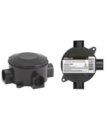 Распаячная коробка ОП D80х35мм, IP42, 3-х рожковая, черная TDM (SQ1401-4054). Распаячная коробка ОП. TDM ЕLECTRIC в Пскове