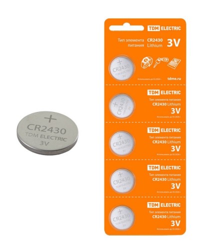 CR2430 Lithium 3V BP-5 TDM (SQ1702-0030). Элемент питания. TDM ЕLECTRIC в Пскове