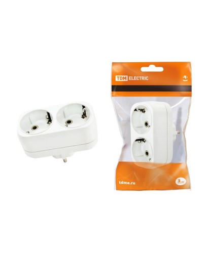 Блок на 2 гнезда 2П+З плоский 16А 250B TDM (SQ1806-0026). Розетка. TDM ЕLECTRIC в Пскове