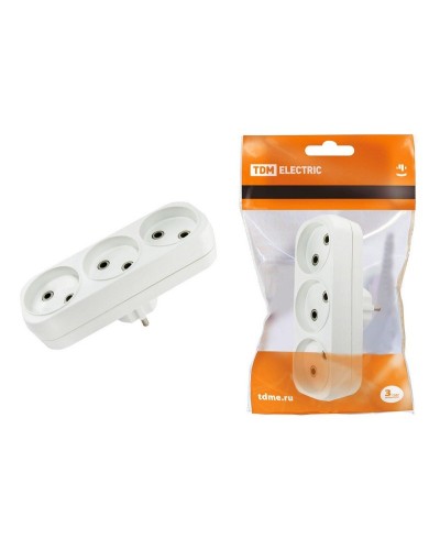 Блок на 3 гнезда 2П б/з плоский 6А 250B TDM (SQ1806-0027). Розетка. TDM ЕLECTRIC в Пскове