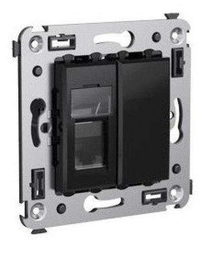 Розетка RJ-45 в стену Avanti одинарная черный квадрат (4402463). Розетка компьютерная. ДКС в Пскове