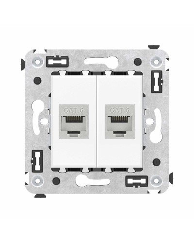 Розетка RJ-45 в стену, кат.6E, Avanti, двойная, белое облако (4400794). Розетка компьютерная модульная. ДКС в Пскове