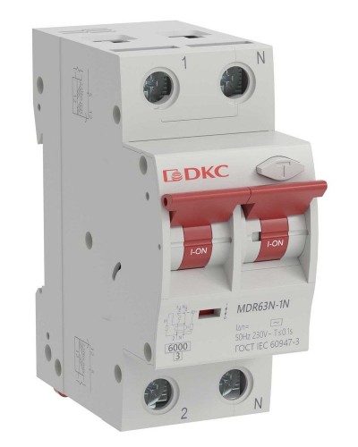 YON max MDR, 1P+N, 30mA, 40A, 6kA, А (MDR63N-1N2C40-A). Автоматический выключатель дифференциального тока. ДКС в Пскове