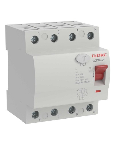 YON MAX MDL100 ВДТ, 4P, 30mA, 63A, АС (MDL100-4P2-63-AC). Автоматический выключатель дифференциальный (УЗО). ДКС в Пскове