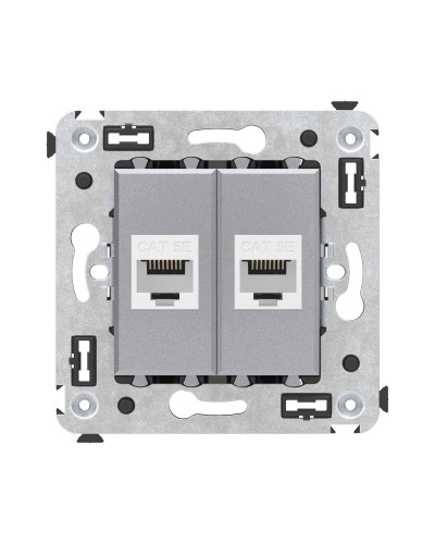Розетка RJ-45 в стену, кат.5E, Avanti, двойная, закаленная сталь (4404664). Розетка компьютерная. ДКС в Пскове