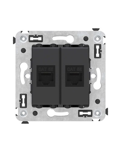 Розетка RJ-45 в стену, кат.5E, Avanti, двойная, черный матовый (4412664). Розетка компьютерная. ДКС в Пскове